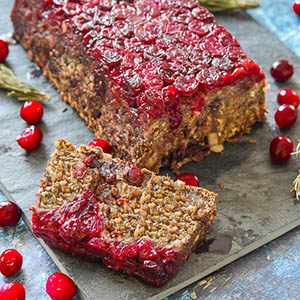 Mushroom lentil loaf with cranberries