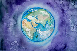 Earth from space watercolour