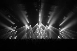 Spotlights illuminating stage