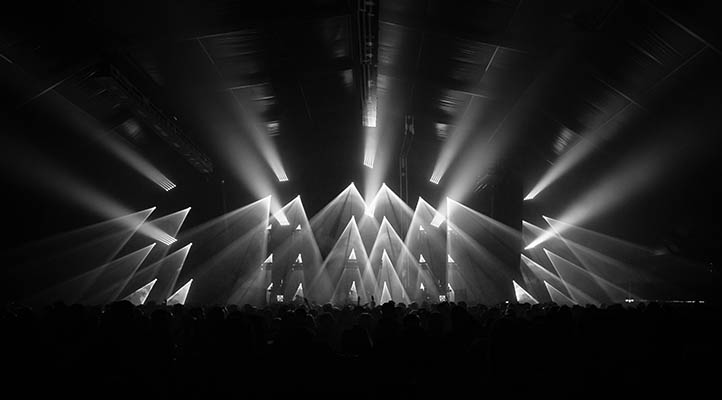 Spotlights illuminating stage